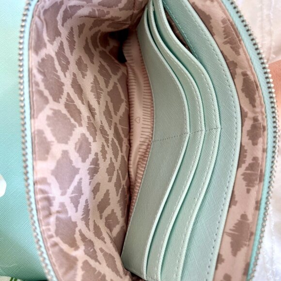NWOT Mint Green Stella & Dot Double Zip Clutch w/Laser Cut Design - Picture 6 of 9